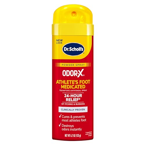 Dr. Scholl's ODOR-X ATHLETE'S FOOT MEDICATED POWDER SPRAY, 4.7 oz // 24-Hour Relief of Itching & Burning, Clinically Proven, Cures & Prevents Most Athlete's Foot, Destroys Odors Instantly