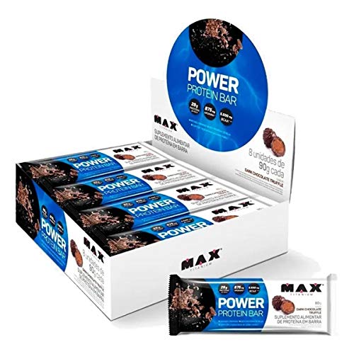 Power Protein Bar (8 unid - 90g) - Sabor Dark Chocolate Truffle, Max Titanium