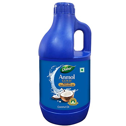 Dabur Anmol Gold 100% Pure Coconut Oil - 900ML | Natural | Nariyal Tel | Handpicked Sundried Coconuts | Multipurpose Oil