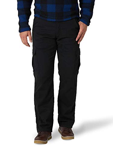 Wrangler Authentics Fleece Lined Cargo Pant, Black Twill, 30W x 30L