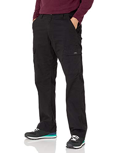 Wrangler Authentics mens Relaxed Fit Stretch Cargo Casual Pants, Black, 42W x 30L US