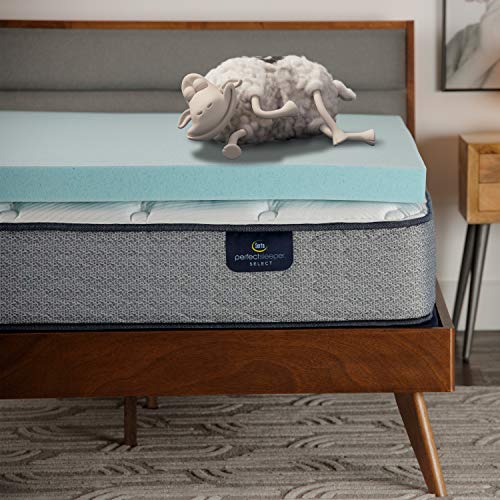 Serta ThermaGel Cooling, Pressure-Relieving Memory Foam Mattress Topper, 3 Inch, Queen,Blue3 Inch Memory Foam Mattress 
