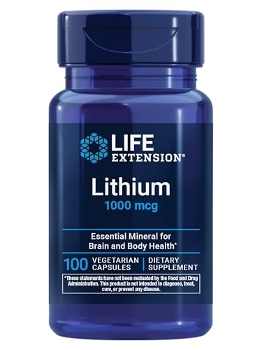Life Extension Lithium, 1000 mcg – Lithium Orotate – Helps Maintain Cognitive Function & Memory – Low-Dose Formula – Non-GMO, Gluten-Free, Vegetarian – 100 Capsules