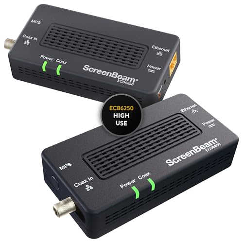 ScreenBeam MoCA 2.5 Network Adapter for Higher Speed Internet, Ethernet Over Coax - Starter Kit (Model: ECB6250K02)