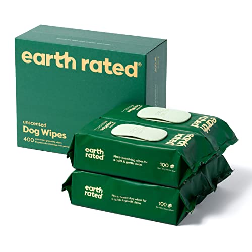 Earth Rated Pet Wipes for Dogs and Cats, Hypoallergenic, Cleaning and Hydrating, for Grooming Paws, Body and Butt, Unscented, 400 Count