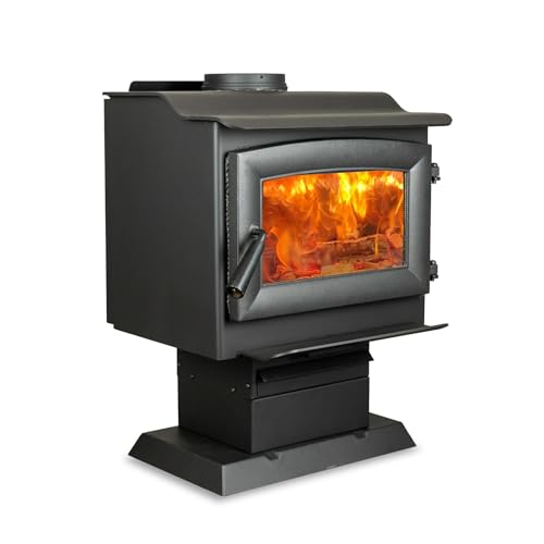 Ashley Hearth Pedestal Wood Burning Stove, Heats 1,200 Sq. Ft., EPA Certified, AW1120E-P, Black