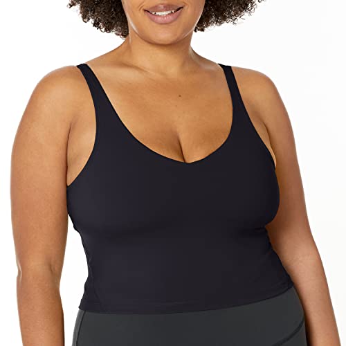 Women’s Longline Sports Bra Wirefree Padded Medium Support Yoga Bras Gym Running Workout Tank Tops (Black, Medium)