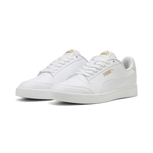 (-44%) PUMA Unisex Puma Shuffle Sneaker, Puma White-Puma White-Puma Team Gold, 42 EU