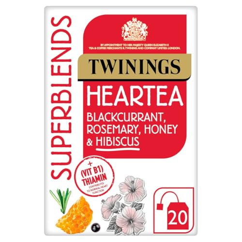 Twinings Superblends Heartea Tea - Blackcurrant & Rosemary Herbal Tea Infusion with Honey, Hibiscus & Vitamin B1 (Thiamin) - 20 x Biodegradable Tea Bags