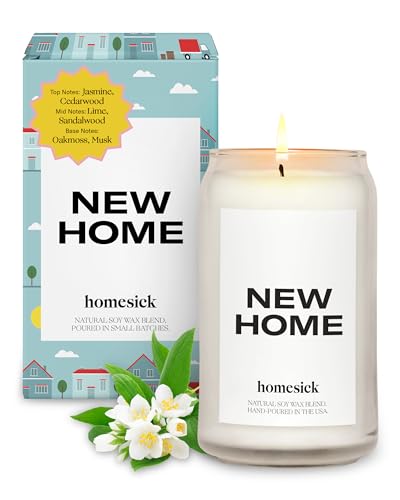 Homesick Scented Candles for Home (New Home) - 13.75 oz Long-Lasting Soy Wax Blend Jar Candle for Housewarming, 60-80 Hours Burn Time - N...