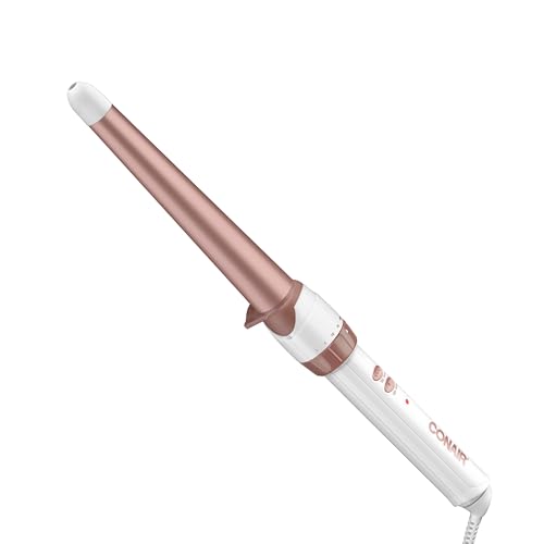 Conair Double Ceramic 1 1/4-inch to 3/4-inch Curling Wand, Tapered Wand Produces Beachy Waves, White