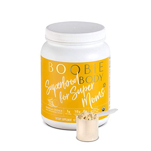 Boobie Body Superfood Protein Pregnancy and Postpartum Meal Replacement Shake, Vanilla Cookie Flavor | 19g Protein | Safe for Lactation & Motherhood | Organic, Vegan, Zero Sugar, 1 Tub (20 Servings)