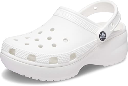 Crocs Women's Classic Platform Clog, White, 10