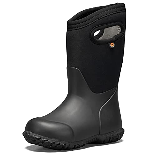 BOGS unisex child York Waterproof Rainboot Rain Boot, Solid Black, 1 Little Kid US
