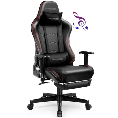 GTRACING Gaming Chair with Footrest Speakers Video Game Chair Bluetooth Music Heavy Duty Ergonomic Computer Office Desk Chair