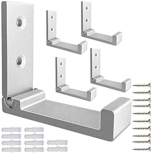 Folding Coat Hooks, 5Pcs Wall Hooks for Hanging Coat Towel Hooks Hardware Heavy Duty Aluminum Alloy Headphone Holder Hooks No Rust Wall Mounted with Screws for Hat, Bags, Fitness Equipment (Silvery)