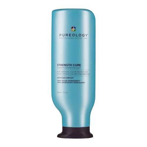 Pureology Strength Cure Conditioner - For Damaged or Color Treated Hair, Hair Strengthening & Prevents Breakage, Vegan & Sulfate-Free, 9 Fl Oz