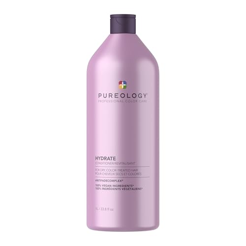 Pureology Hydrate Conditioner - For Dry or Color-Treated Hair, Restores Moisture & Softness, Seals In Hydration, Color-Safe, Vegan, 33.8 Fl Oz