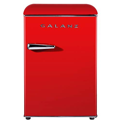 Galanz GLR25MRDR10 Retro Compact Refrigerator, Mini Fridge with Single Doors, Adjustable Mechanical Thermostat with Chiller, Red, 2.5 Cu Ft