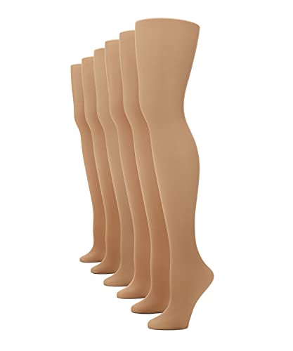 No nonsense Women's Sheer to Waist Pantyhose, 6 Pair Pack Hosiery, Tan - Pair Pack, B US