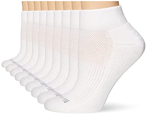 No nonsense womens Soft & Breathable Cushioned Quarter Top Running Socks, White - 9 Pair Pack, 4 10 US