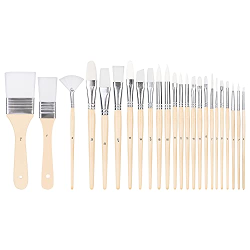 🔥 STARKER PREIS (-38%) Amazon Basics Künstlerpinsel im Set, 24 verschiedene Größen für Künstler, Erwachsene und Kinder, Farbe des Holzes, 1er-Pack