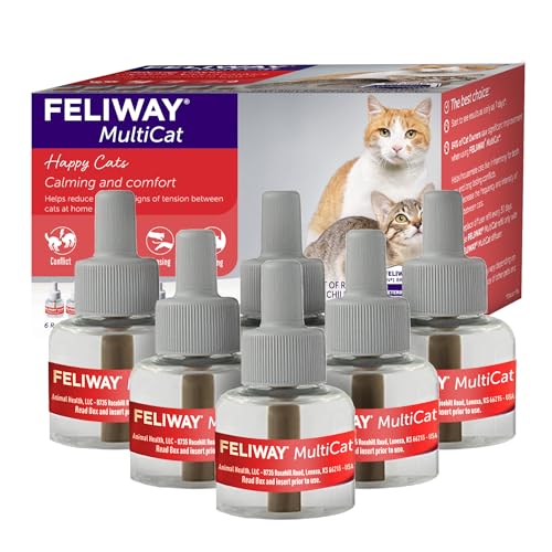 FELIWAY® MultiCat 6 x 30 Day Cat Calming Refills for Pheromone Diffuser, 6 x 48ml Value Pack- Helps Reduce Conflicts and Signs of Tension in Multi-Cat Households