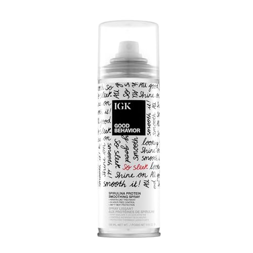 IGK GOOD BEHAVIOR Spirulina Protein Smoothing Spray | Frizz Control + Heat Protectant | Vegan + Cruelty Free | 5.6 Oz