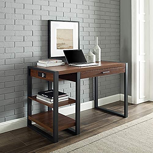 Walker Edison Industrial Computer Desk with Storage Drawer and Outlet 48-Inch
