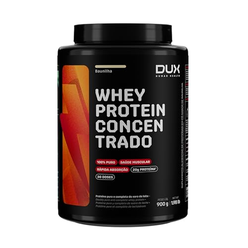 Whey Protein Concentrado Baunilha Pote 900g – Contribui para o Ganho Muscular Hipertrofia – Dux Human Health (Embalagem ...