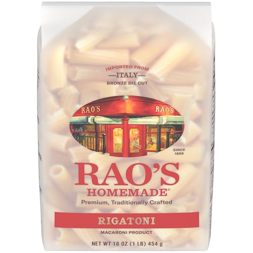 Rao's Homemade Rigatoni Pasta, 16oz, Traditionally Crafted, Premium Quality, From Durum Semolina Flour, Traditional Bronze Die Cut, Imported from Italy