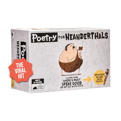 Exploding Kittens Poetry for Neanderthals 2+ Players - Ages 7+ - 15 Minutes to Play - Competitive Word Guessing Game - Party Game, Family Game Night, Kid and Adult Card Game