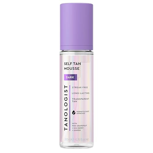 Tanologist Self Tan Mousse- Dark, Fast-Developing, Transfer-Proof Clear Self Tanner For Face & Body, Smells Great, Lasts 7 Days, Natural & Not Orange, Vegan Formula, 6.76 fl oz