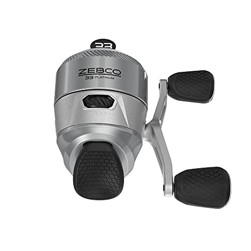 Zebco 33 Platinum Spincast Fishing Reel, Size 30 Reel, Right or Left-Hand Retrieve, 4.7:1 Gear Ratio, Pre-spooled with 10 lb Zebco Cajun Line, Silver