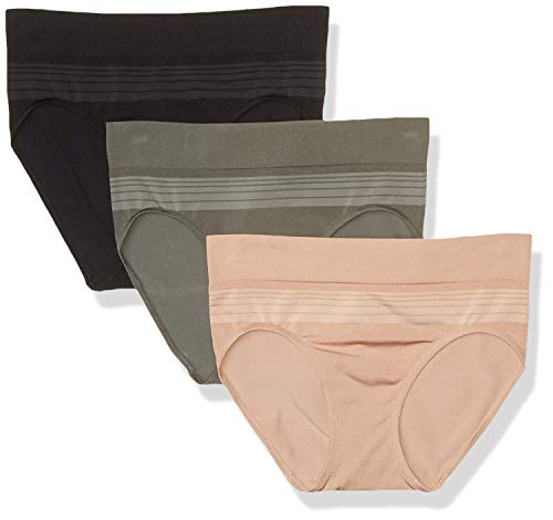 Warner's womens Blissful Benefits By Warner's Seamless Pany 3 Pack Hipster Panties, Stone/Toasted Almond/Black, Medium US