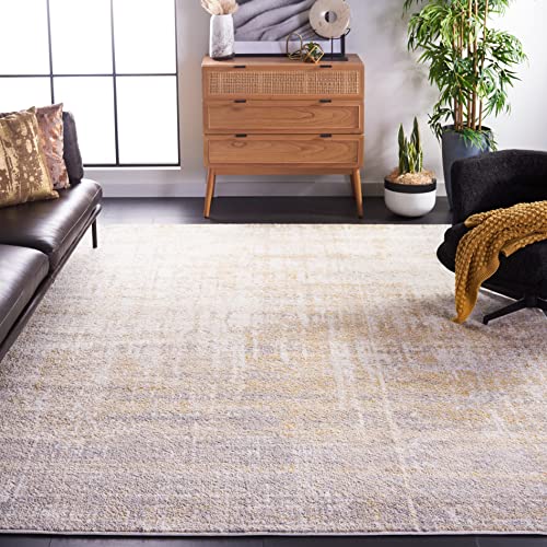 SAFAVIEH Adirondack Collection Area Rug - 10' Square, Creme & Gold, Modern Abstract Design, Non-Shedding & Easy Care, Ideal for High Traffic Areas in Living Room, Bedroom (ADR207A)