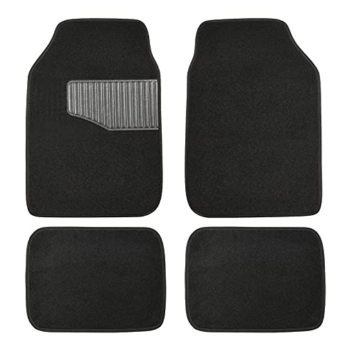 Amazon Basics Universal Fit Rubber Carpet Floor Mats For Car SUV Van & Truck, 4 count (Pack of 1), Black, 25"L x 17.5"W (Front), 13"L x 17.5"W(Rear)