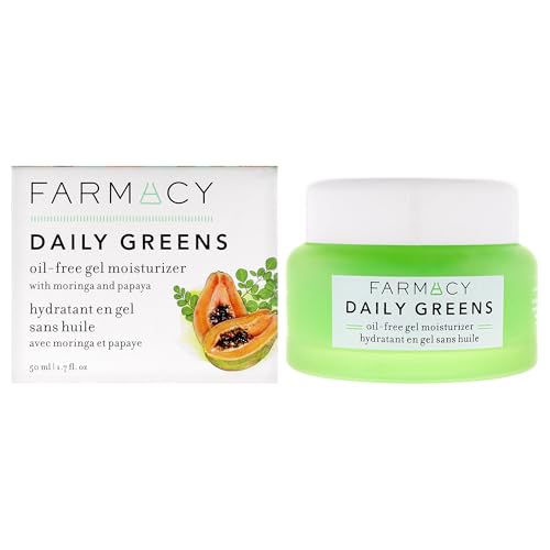Farmacy Daily Greens Face Moisturizer - Oil Free Facial Moisturizer with Polyglutamic + Hyaluronic Acid - Gel Facial Cream that Reduces Shine, Clears Pores + Balances Oil - Fragrance-Free (50ml)