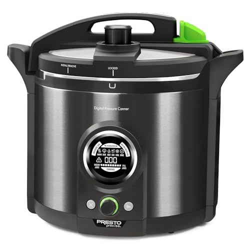 Presto 02144 12-Quart Digital Pressure Canner - Digital Display, Waterbath Capable, 10-Built-In Safety Features, Recipe Book, Black Stainless Steel
