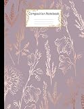 Composition Notebook Wide Ruled Lined Paper Notebook Journal Elegant Rose Gold Floral Design Workbook For Adults Girls Kids Teens Students For Back Writing Notes Large Size 85 X 11 Inches