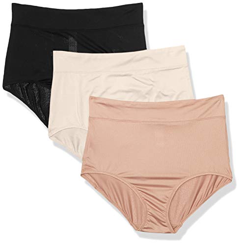 Warner's womens Blissful Benefits No Muffin Top Breathable Micro Brief Panties Multipack Underwear, Toasted Almond/Butterscotch/Black, X-Large US