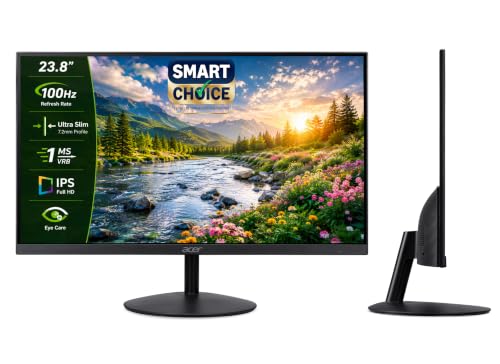 Acer SmartChoice SA242Y E 23.8 Inch Full HD IPS Monitor I 100Hz Refresh Rate I 1ms VRB I AMD FreeSync I Ultra Slim ZeroFrame Design I VisionCare I