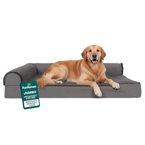 Furhaven Orthopedic L-Shaped Chaise Dog Bed
