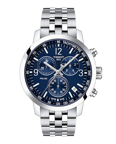 Tissot Men's PRC 200 Gent Chr Qua 316L Stainless Steel case Swiss Quartz Strap, Silver, 20 Casual Watch (Model: T1144171104700)