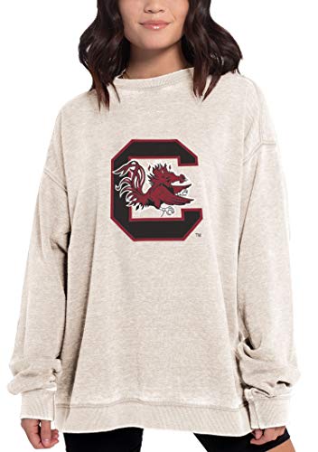 Chicka-d NCAA South Carolina Fighting Gamecocks Womens Campus Crew Pullover, Oatmeal, Medium