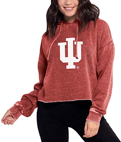 chicka-d NCAA Indiana Hoosiers Womens Campus Cropped Hoodie, Cardinal, Small