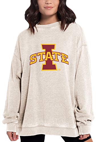 Chicka-d NCAA Iowa State Cyclones Womens Campus Crew Pullover, Oatmeal, Large