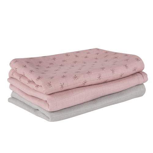 (-40%) roba organic 3er Windel Set Lil Planet - 80 x 80 cm - Musselin - Textilwindeln aus Bio Baumwolle - GOTS & Oeko-Tex 100 zertifiziert - Rosa / Mauve
