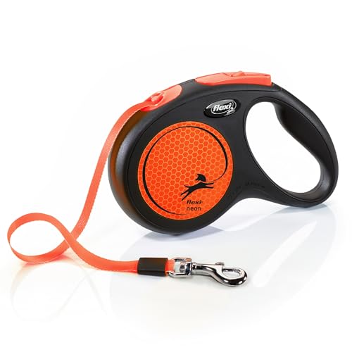 (-40%) flexi® NEON M Hunde Roll-Leine, 5m Gurt, schwarz/neon-orange