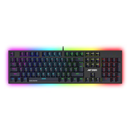 Ant Esports MK3400 V3 Pro Mechanical Gaming Keyboard RGB LED 104 Keys Blue Switch Anti Ghosting Full Size Wired USB PC Keyboard Removable Double Shot 
